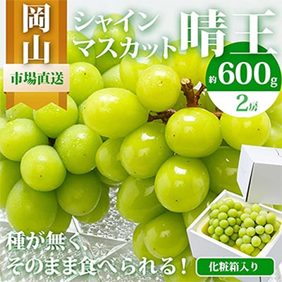 【2025年発送】岡山県産 シャインマスカット『晴王』2房(1房600g以上) 化粧箱入り【配送不可地域:離島・北海道・沖縄】【1281356】岡山県津山市23000果物・フルーツマスカット・ぶどう