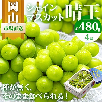 【2025年発送】岡山県産 シャインマスカット『晴王』4房(1房480g以上・合計約2kg)【配送不可地域:離島・北海道・沖縄】【1360475】岡山県津山市44000果物・フルーツマスカット・ぶどう