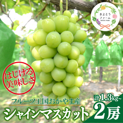 【きよとうファーム】シャインマスカット 大2房入/計1.3kg~(岡山県産)【配送不可地域:離島】【1548991】岡山県津山市18000果物・フルーツマスカット・ぶどう