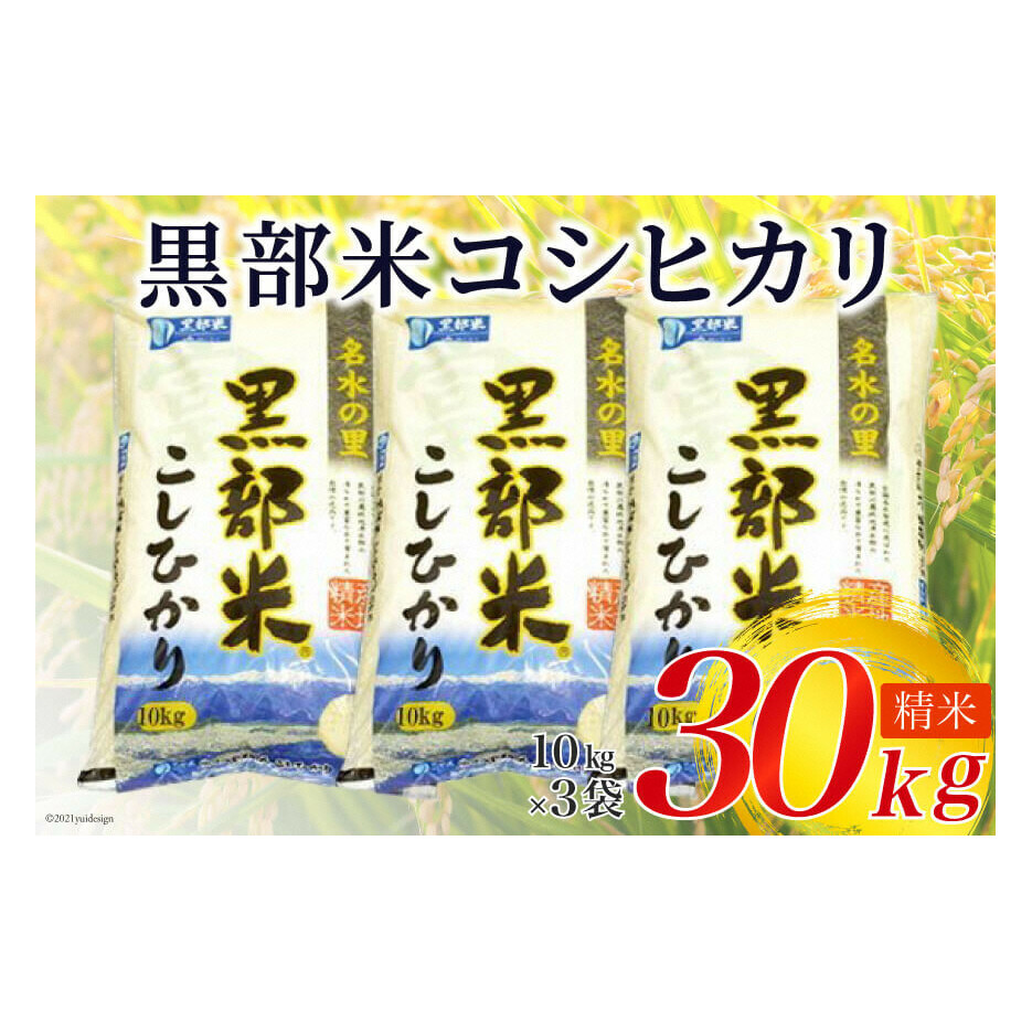 【令和7年産】 黒部米 コシヒカリ 10kg×3袋 計30kg 精米富山県黒部市86000米・パン白米