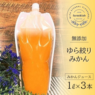 無添加みかんジュース『ゆら絞り みかん』 1L×3本【1492330】和歌山県日高町14000お茶・飲料果汁・野菜飲料