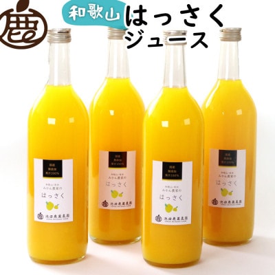 無添加はっさくジュース720ml×4本【100%ストレートジュース】【柑橘・果汁】【配送不可地域:離島・北海道・沖縄】【1641245】和歌山県日高町14000お茶・飲料果汁・野菜飲料