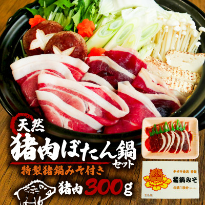 和束 猪肉のキザキの天然猪肉ぼたん鍋セット 猪肉300g味噌付【配送不可地域:離島】【1306136】京都府和束町11000肉ジビエ