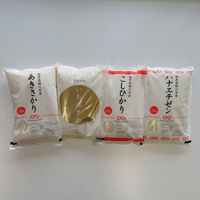 鯖江市産【令和4年産】食べ比べ4種×各2kg コシヒカリ、ハナエチゼン、あきさかり、いちほまれ【1094971】福井県鯖江市15000米・パン白米