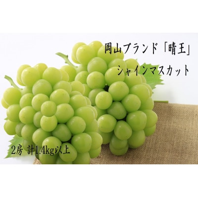 【2026年9月上旬より発送】岡山県産 秋のシャインマスカット「晴王」2房(1.4kg以上)【配送不可地域:離島】【1365005】岡山県井原市38000果物・フルーツマスカット・ぶどう