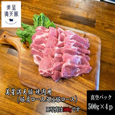 美星満天豚 焼肉用 豚肩ロース(又は豚ロース)2.0kg(真空パック)【配送不可地域:離島】【1584139】岡山県井原市24000肉豚肉
