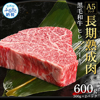 天下味 長期熟成肉 エイジングビーフ 黒毛和牛 ヒレ ステーキ 肉 フィレ 300g×2 合計600g 国産 牛肉 A5ランク 人気 老舗焼肉店 冷凍 新鮮 真空パック 美味しい おかず 贅沢 お祝い 高知 芸西村