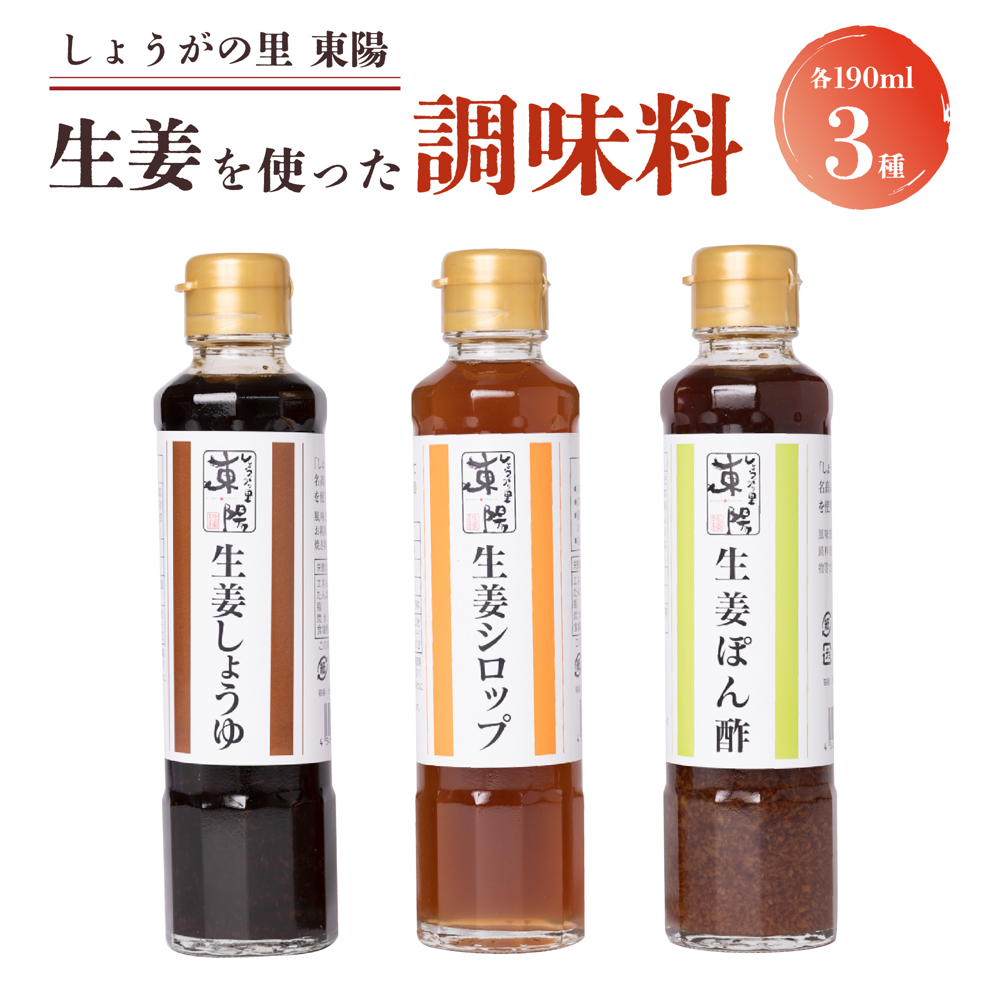 しょうがの里東陽 生姜を使った調味料 3本セット熊本県八代市7000調味料・油その他 調味料・油