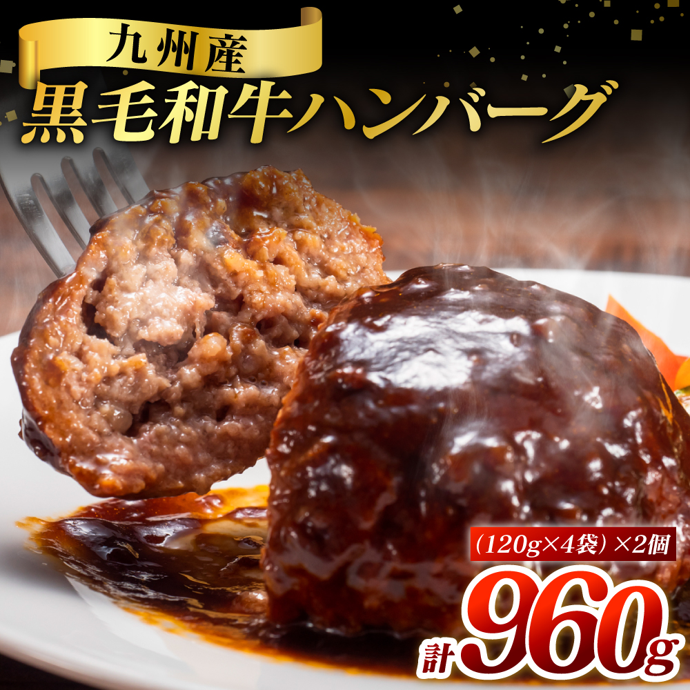 九州産 黒毛和牛ハンバーグ 960g (120g×8個)熊本県八代市12000肉牛肉
