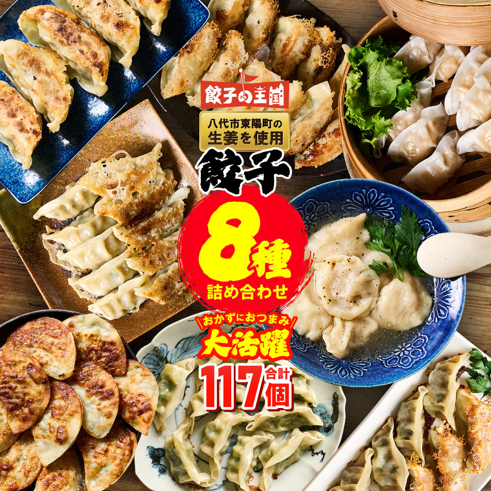 【順次発送】 八代市東陽町の生姜を使った 餃子の王国 餃子 8種詰合せ 生餃子熊本県八代市10000鍋セット・総菜・加工食品総菜