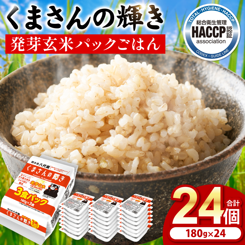 【先行予約】くまさんの輝き 発芽玄米 パックごはん 180g×24個入り 米 お米 コメ 熊本県産 国産 パックご飯 ひとり暮らし 非常食 防災 仕送り 備蓄 【2025年11月下旬より順次発送】熊本県八代