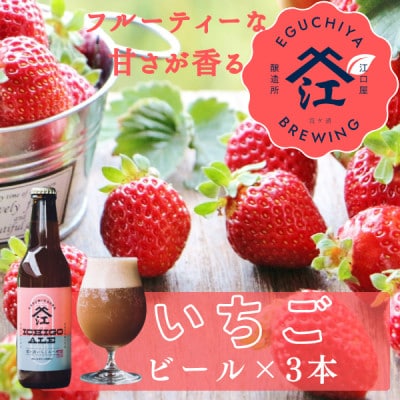 霞ヶ浦いちごエール 茨城県産 330ml×3本セット【配送不可地域:離島】【1613504】茨城県かすみがうら市7000酒・アルコールビール・発泡酒
