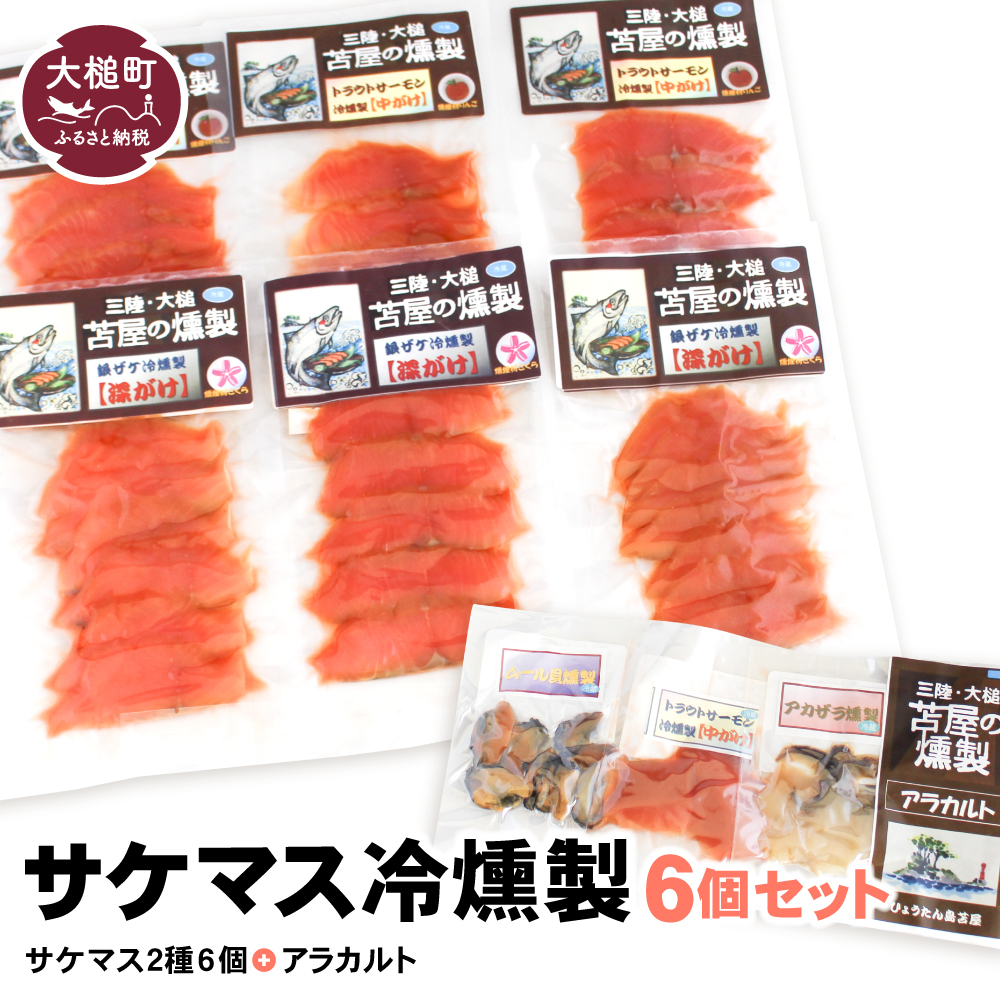 サケマス冷燻製6個セット+アラカルト3個入り1セット岩手県大槌町31000魚介・海産物その他 魚介・海産物