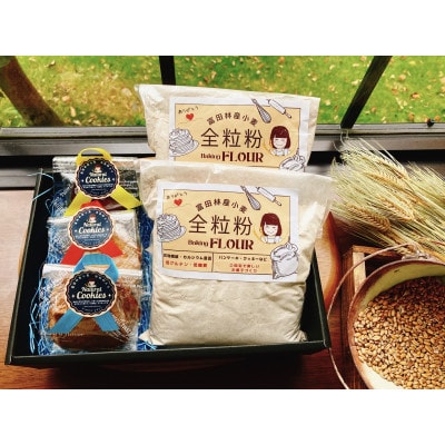 地元小学生が麦踏みして育った国産小麦!「全粒粉」1kgと全粒粉クッキー詰め合わせ【1439802】大阪府富田林市11000菓子・スイーツ焼き菓子
