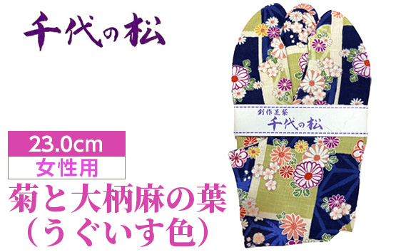菊と大柄麻の葉(うぐいす色)(女性用:23.0cm)埼玉県行田市11000衣類・装飾品・工芸品靴・履物