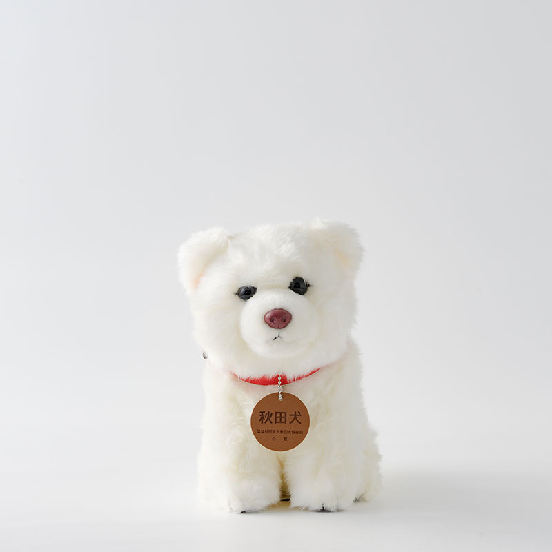 65P7305 秋田犬白毛(鼻ピンク)ぬいぐるみ 座りMサイズ秋田県大館市13000雑貨・日用品おもちゃ・ぬいぐるみ