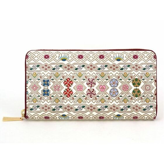 長財布 大容量 ぐるっとファスナーの長財布 花菱 文庫屋大関 通帳が入る 財布 レディース 本革 牛革 通帳ケース 通帳入れ 通帳 ポーチ ファスナー カード 収納 ポケット 小銭入れ 仕切り 工