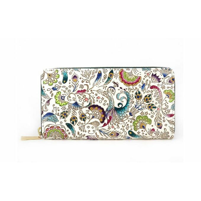 【文庫屋大関】 大容量 ぐるっとファスナーの長財布 孔雀【皮革工芸品】 ファッション小物 民芸品 東京都墨田区104000衣類・装飾品・工芸品財布