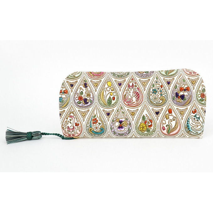 【文庫屋大関】メガネケース 花と猫<ミックス>  【皮革工芸品】 ファッション小物 民芸品 東京都墨田区46000衣類・装飾品・工芸品その他 装飾品・工芸品