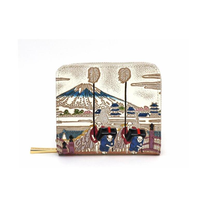 【文庫屋大関】二つ折りファスナーミニ財布 日本橋【皮革工芸品】財布 二つ折り 小物 お札 カード 小銭 コンパクト 牛革 手作り 日本製 墨田区 東京都東京都墨田区86000衣類・装飾品・工芸