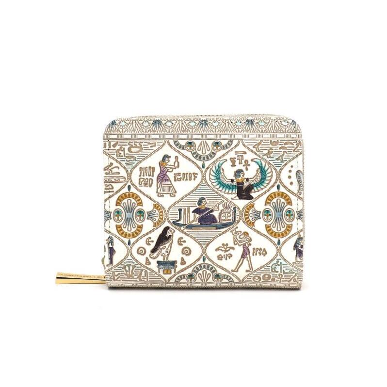 【文庫屋大関】二つ折りファスナーミニ財布 エジプトNo.1【皮革工芸品】財布 二つ折り 小物 お札 カード 小銭 コンパクト 牛革 手作り 日本製 墨田区 東京都東京都墨田区86000衣類・装飾品・