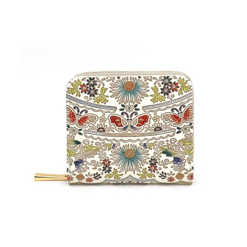 【文庫屋大関】二つ折りファスナーミニ財布 茉莉花<翡翠>【皮革工芸品】財布 二つ折り 小物 お札 カード 小銭 コンパクト 牛革 手作り 日本製 墨田区 東京都東京都墨田区86000衣類・装飾