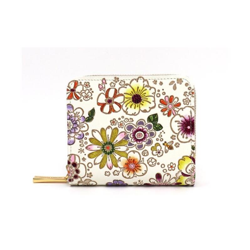 【文庫屋大関】二つ折りファスナーミニ財布 みつばち【皮革工芸品】財布 二つ折り 小物 お札 カード 小銭 コンパクト 牛革 手作り 日本製 墨田区 東京都東京都墨田区86000衣類・装飾品・工