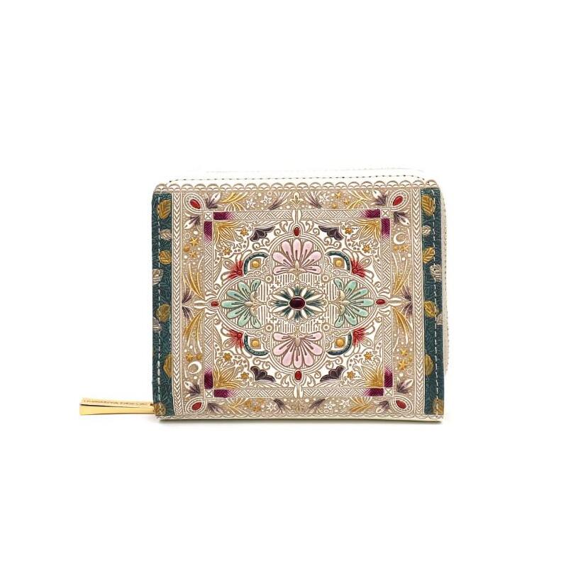 【文庫屋大関】二つ折りファスナーミニ財布 黄金のタピ【皮革工芸品】財布 二つ折り 小物 お札 カード 小銭 コンパクト 牛革 手作り 日本製 墨田区 東京都東京都墨田区91000衣類・装飾品・