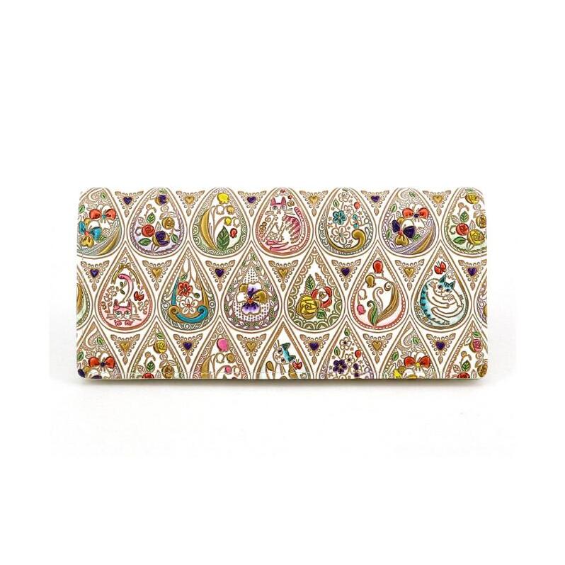 【文庫屋大関】束入れ 花と猫<ミックス>【皮革工芸品】 財布 お札 お札入れ 長財布 カード 小銭 牛革 手作り 日本製 墨田区 東京都東京都墨田区92000衣類・装飾品・工芸品財布