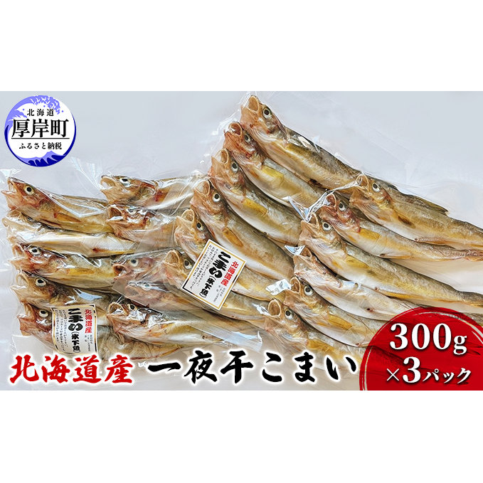 北海道産 一夜干し こまい 300g×3パック (合計900g) 魚貝類 干物 加工品 魚 魚の一夜干し ご飯が進む ご飯のお供 おかず つまみ 北海道厚岸町4000魚介・海産物干物