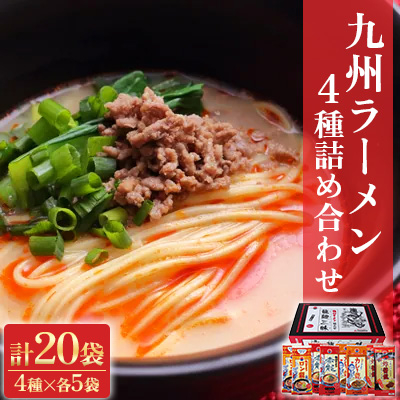 【テレビ YouTube で紹介!!】九州 ラーメン 詰合せ 龍麺三昧 4種×5本 計20本セット【1018396】熊本県宇城市10000麺ラーメン