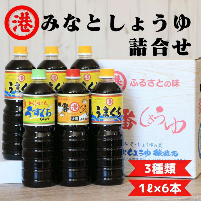 みなとしょうゆ 1L×6本セット【1032131】熊本県宇城市19000調味料・油醤油