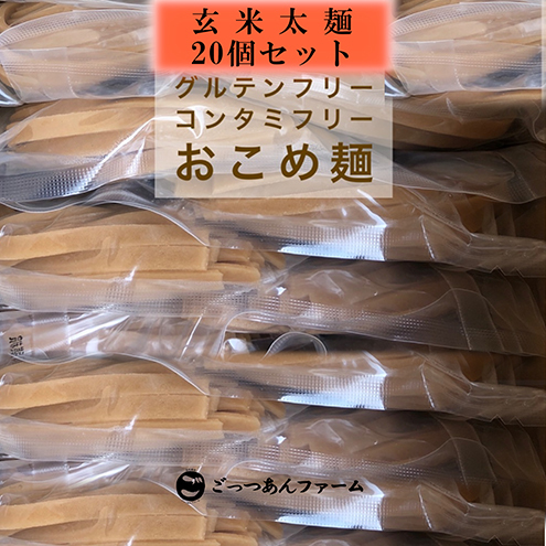 どすこい麺(グルテンフリーなお米めん)玄米平太麺20個セット福島県猪苗代町33000米・パン玄米・雑穀米・もち米・餅