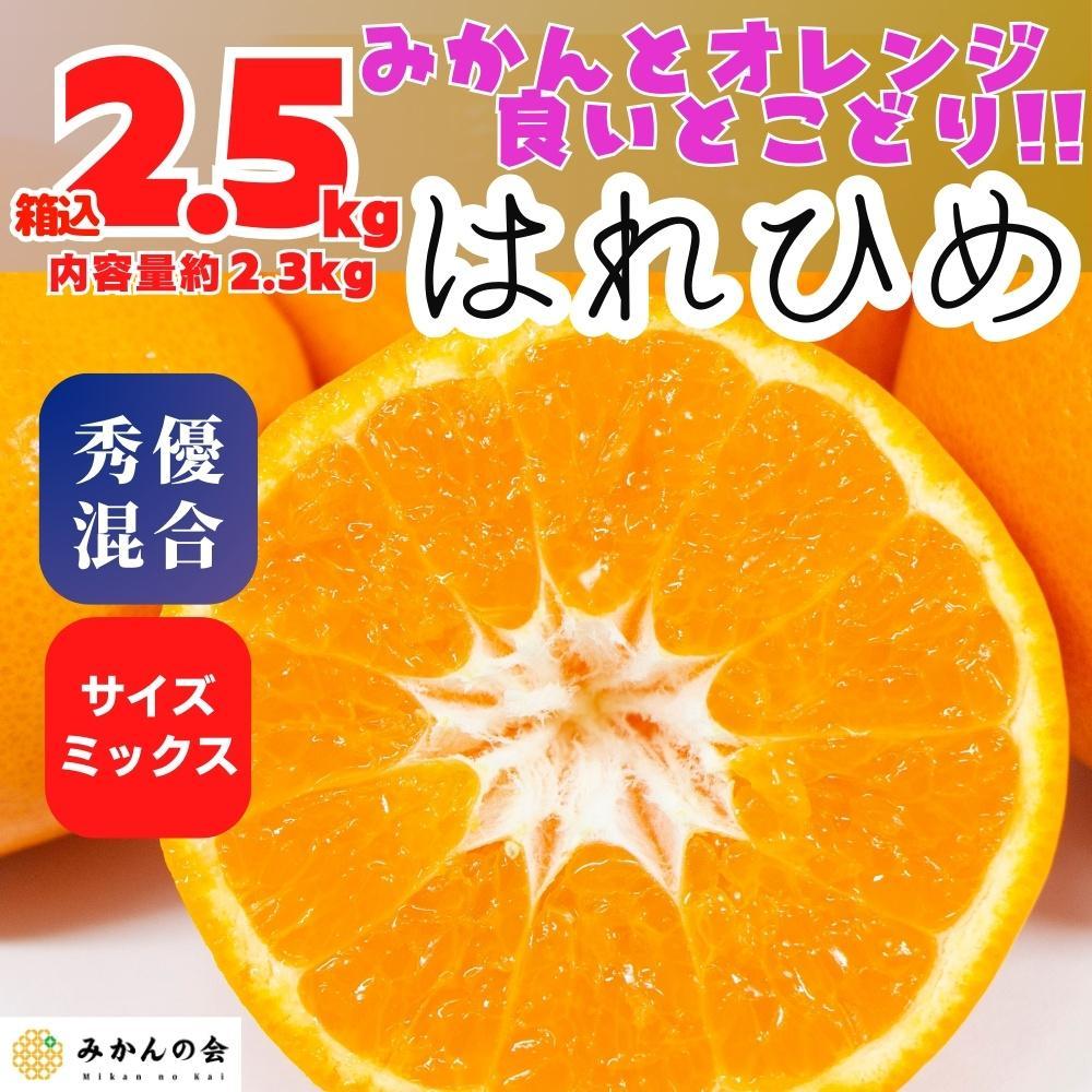 はれひめ みかん 箱込 2.5kg(内容量約 2.3kg) 秀品 優品 混合 サイズミックス 和歌山県産 産地直送【みかんの会】和歌山県有田川町10000果物・フルーツみかん・柑橘類