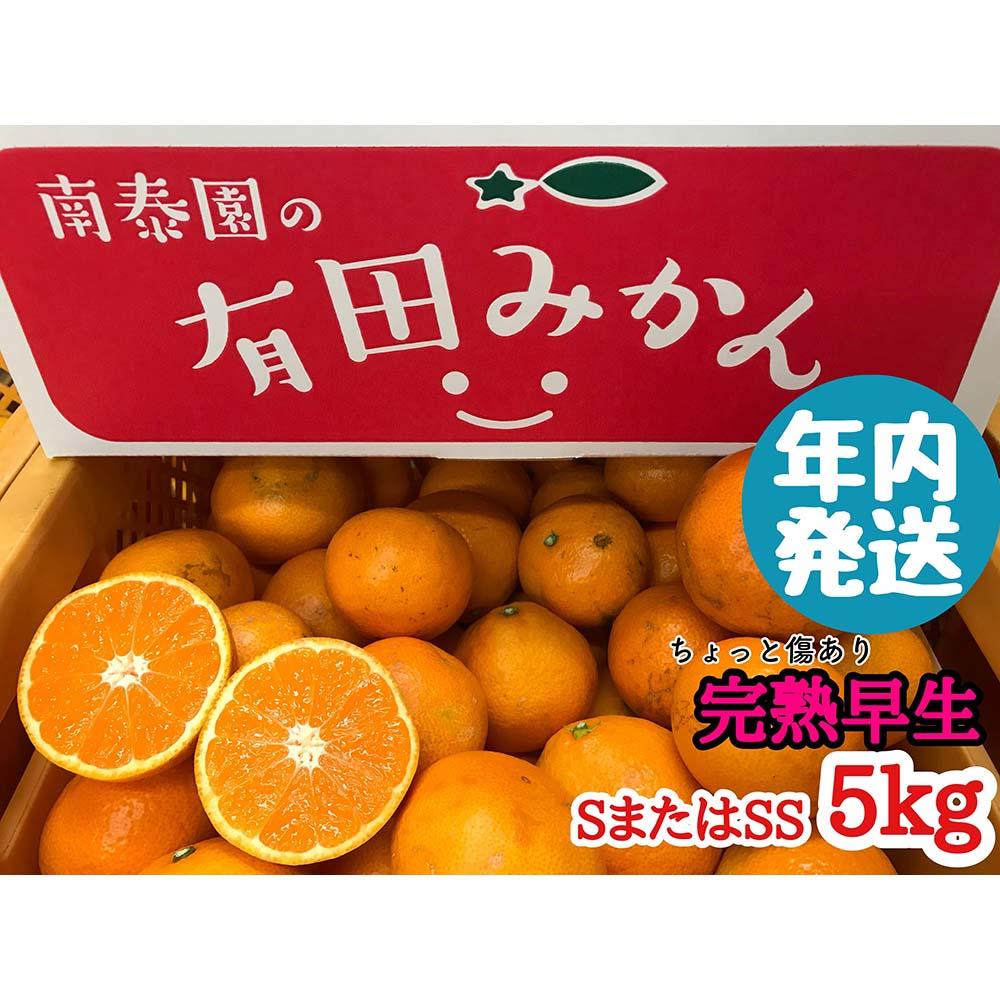 年内発送 ちょっと 傷あり 完熟早生 有田みかん S または SS 5kg 和歌山 南泰園 みかん和歌山県有田川町15000果物・フルーツみかん・柑橘類