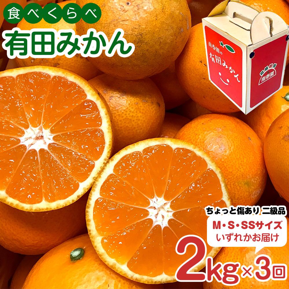 定期便 ちょっと 傷あり 2kg × 3回 コース 有田みかん 食べくらべ 3種 全3回 南泰園 みかん和歌山県有田川町20000果物・フルーツみかん・柑橘類