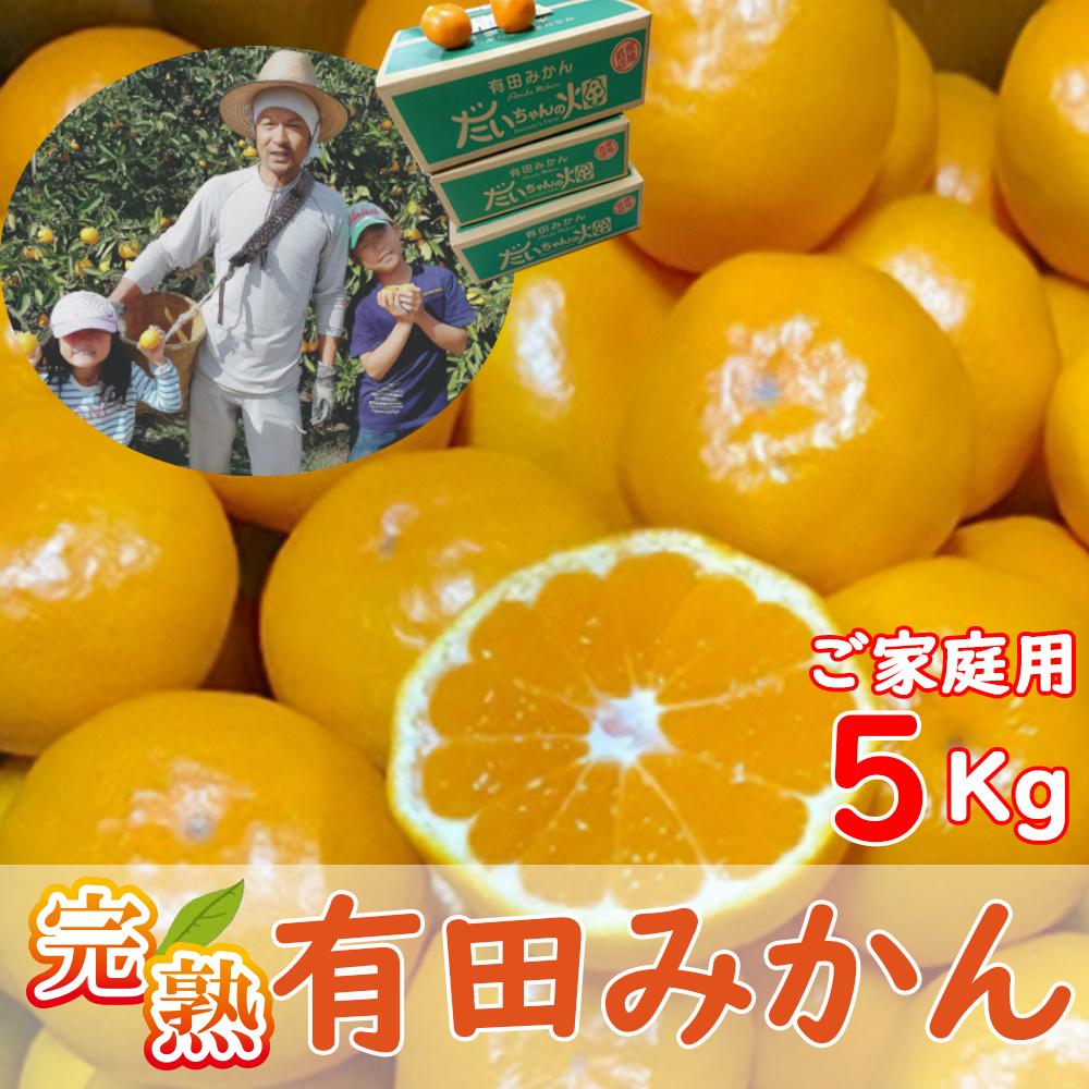 【ご家庭用】有田みかん  5kg (S〜2Lサイズミックス)木成り完熟 大ちゃんの畑農園和歌山県有田川町10000果物・フルーツみかん・柑橘類