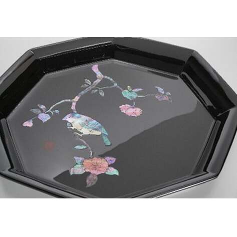 【高岡漆器】八角飾皿 花鳥 螺鈿 皿立付 民芸品 工芸品  FAD-0721富山県高岡市96000衣類・装飾品・工芸品その他 装飾品・工芸品