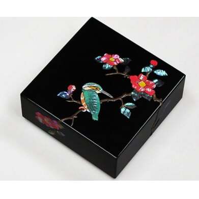 小箱 錆絵花鳥 椿 民芸品 工芸品 伝統技術 おしゃれ キレイ 木の枝 小鳥 螺鈿 描いた 物入れ  FAD-0987富山県高岡市169000衣類・装飾品・工芸品その他 装飾品・工芸品