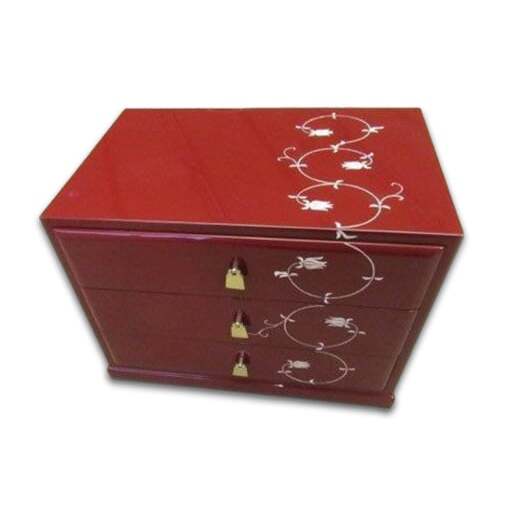 【高岡漆器】三つ引きタンス 古代朱 唐草 収納 ケース 整理 インテリア 伝統工芸品 富山県 高岡 FAD-1412富山県高岡市169000衣類・装飾品・工芸品その他 装飾品・工芸品