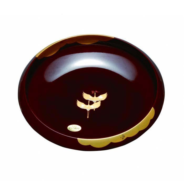 菓子鉢 7.5寸 溜 金雲昇鶴【YG68】和歌山県那智勝浦町18000雑貨・日用品食器・グラス