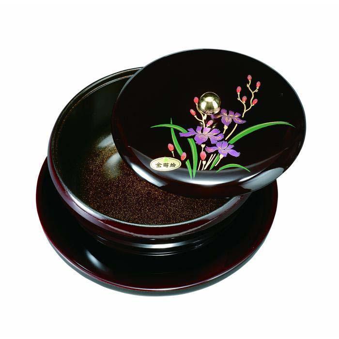 丸盆付菓子器 7.0寸 溜 山路(盛絵・内梨子地塗)【YG88】和歌山県那智勝浦町26000雑貨・日用品食器・グラス
