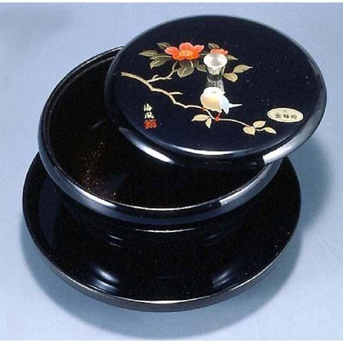 丸盆付菓子器 7.0寸 さえずり(盛絵・内梨子地塗)【YG89】和歌山県那智勝浦町24000雑貨・日用品食器・グラス
