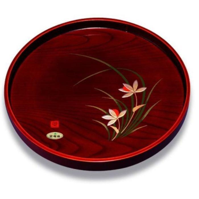木製丸盆 30cm 春らん【YG390】和歌山県那智勝浦町39000雑貨・日用品食器・グラス