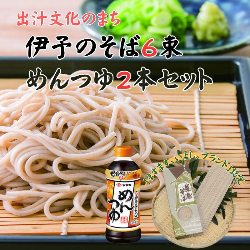 出汁文化のまち伊予のそば6束・めんつゆ2本セット ヤマキ|B99愛媛県伊予市12000麺そば