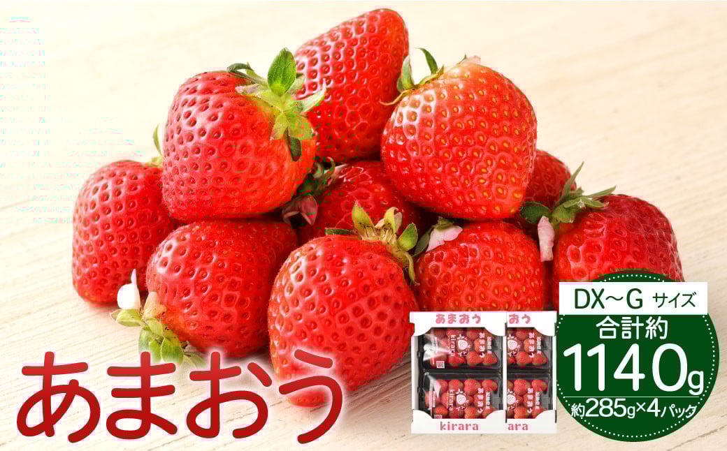 あまおう 約1140g 約285g×4パック いちごファームきらら 冷蔵【ふくおかエコ農産物認証】【2026年2月上旬-3月下旬発送予定】福岡県香春町18000果物・フルーツいちご