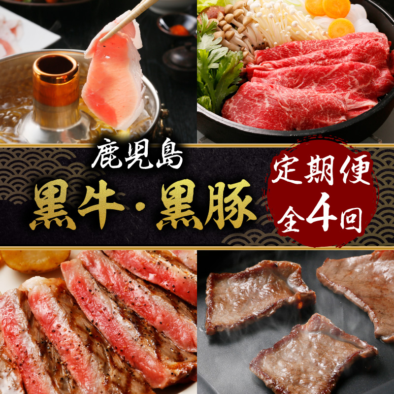 鹿児島黒牛・黒豚定期便(全4回) K127-T01鹿児島県鹿児島市120000肉