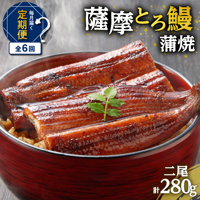 【全6回定期便】薩摩とろ鰻蒲焼二尾 K190-T01鹿児島県鹿児島市144000魚介・海産物うなぎ