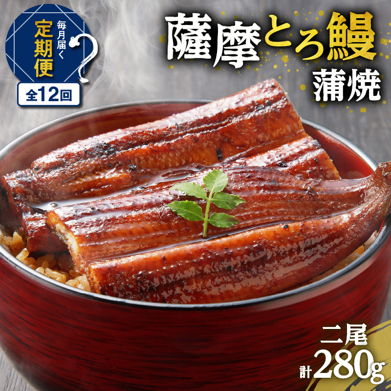 【全12回定期便】薩摩とろ鰻蒲焼二尾 K190-T02鹿児島県鹿児島市288000魚介・海産物うなぎ