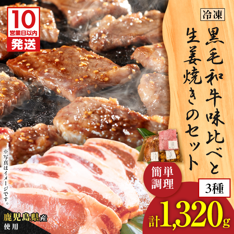 【10営業日以内に発送】黒毛和牛味比べと生姜焼きのセット K265-006鹿児島県鹿児島市44000肉